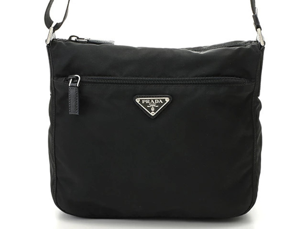 Prada shoulder bag black calfskin